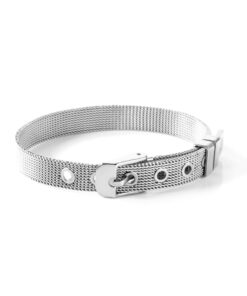 Bracelet ceinture design original en acier argenté