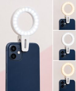 Visuel de présentation illustratif d’un anneau lumineux LED à pince sur smartphone